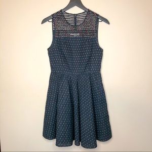 Fossil Navy Fit & Flare Mesh Top Dress